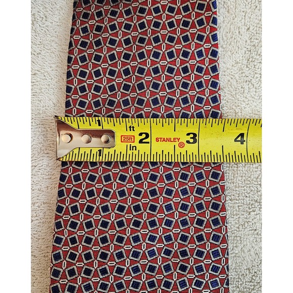 Lauren Ralph Lauren Tie Red Blue Silver Geometric LRL‎ Green Label Designer Mens - Picture 7 of 7
